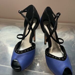 Elegant Blue and Black Women's Heels